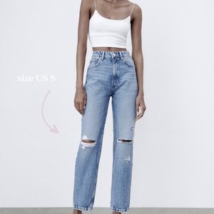 Zara ripped mom fit jeans | US 8